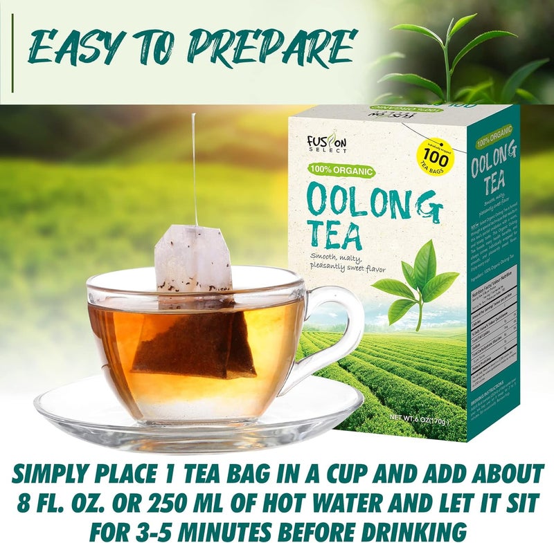 Fusion Select 100% Organic Oolong Tea - 100 Tea Bags - Image 4